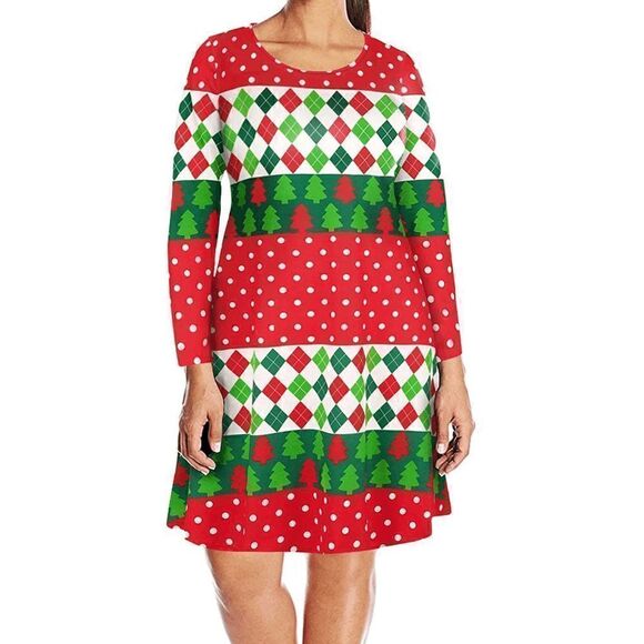 N/A Dresses & Skirts - 🎄 Plus Size Ugly Christmas Sweater Long Sleeve Skater Dress SIZE 1X NEW